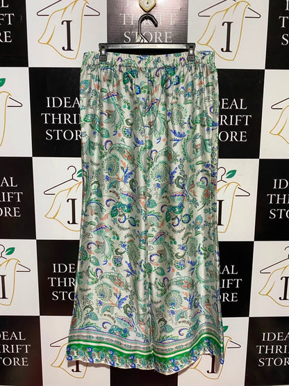 MAX |L| WAIST 32| A4| ELEGANT PAISLEY PRINT WIDE-LEG TROUSERS