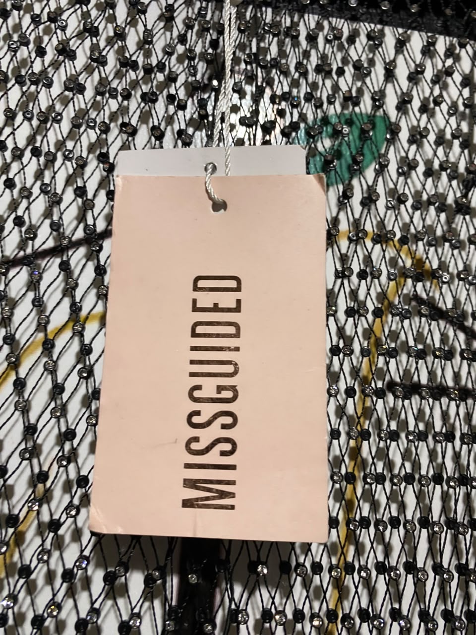 MISS GUIDED |XS| WAIST 23| A4| GLAMOROUS RHINESTONE-EMBELLISHED MESH LEGGINGS