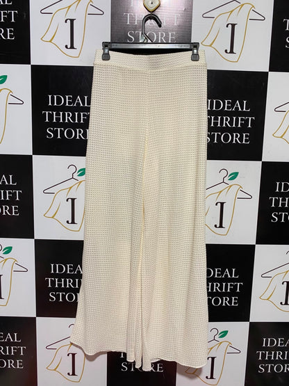 SHEIN |M| WAIST 27| A4| CHIC OFF-WHITE WAFFLE-KNIT PALAZZO PANTS