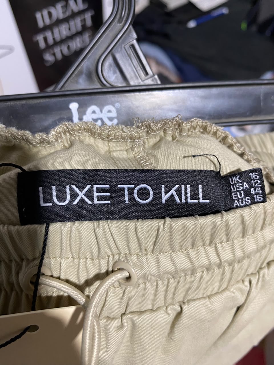 LUXE TO KILL |L| WAIST 30| A4| UTILITY-STYLE KHAKI CARGO SKIRT