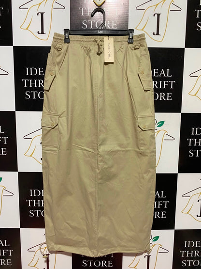 LUXE TO KILL |L| WAIST 30| A4| UTILITY-STYLE KHAKI CARGO SKIRT
