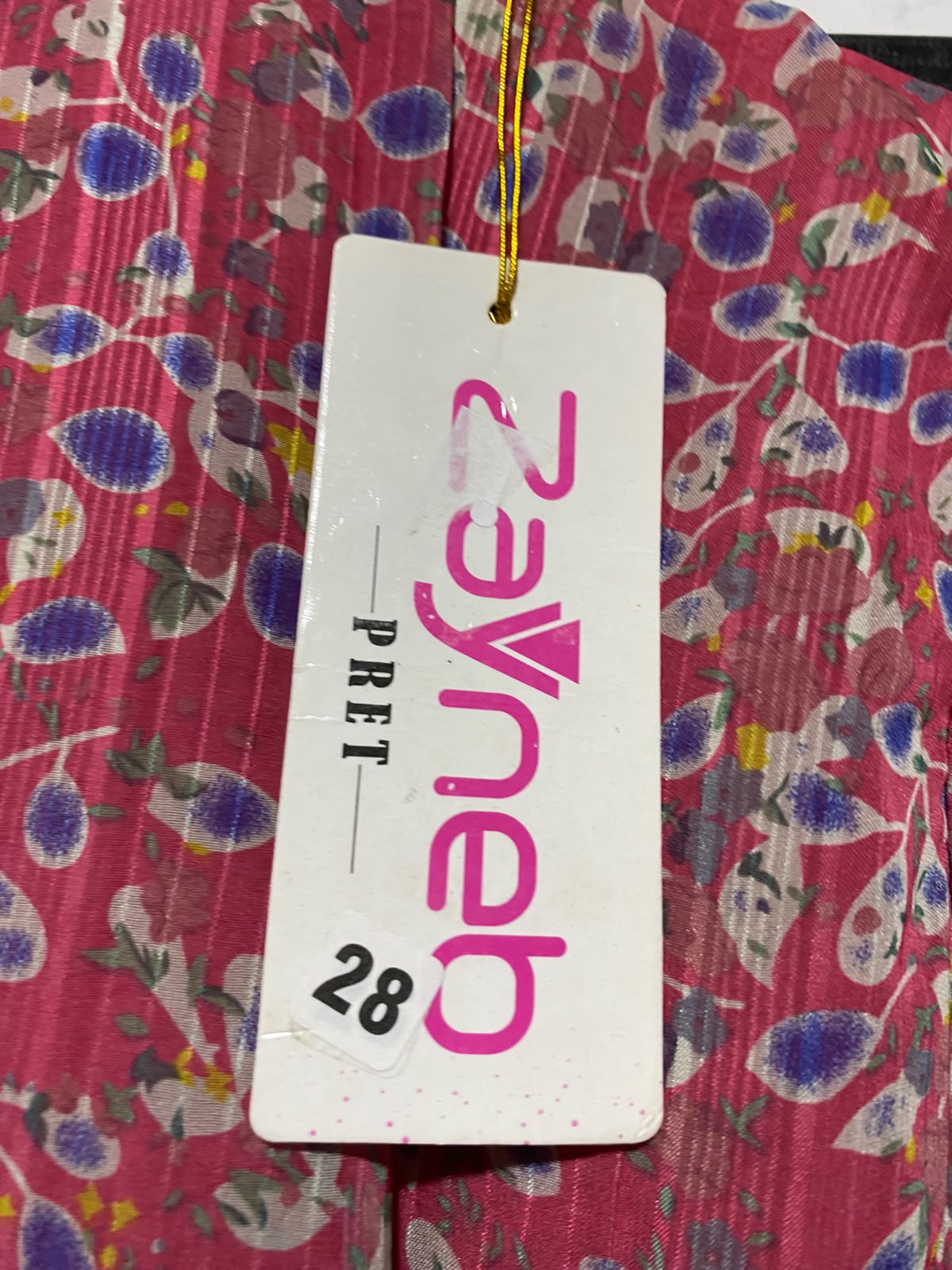 ZAYNEB |S| BUST 16| A4| VIBRANT PINK FLORAL PRINT BLOUSE WITH BEADED