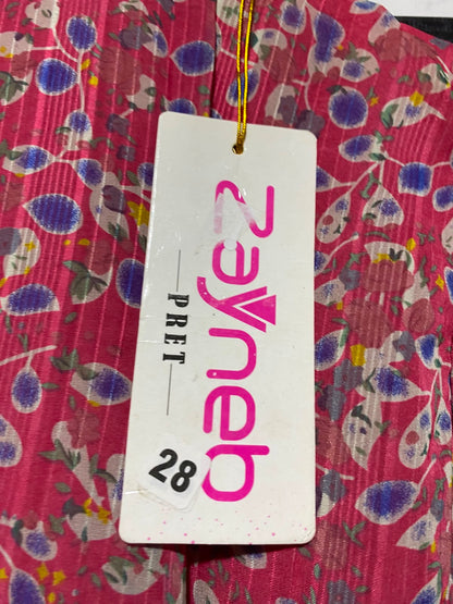ZAYNEB |S| BUST 16| A4| VIBRANT PINK FLORAL PRINT BLOUSE WITH BEADED