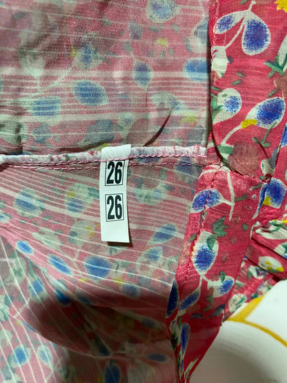 ZAYNEB |S| BUST 16| A4| VIBRANT PINK FLORAL PRINT BLOUSE WITH BEADED