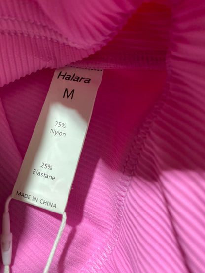 HALARA |M| BUST 15| A4| PINK RIBBED LONG-SLEEVE CROP TOP