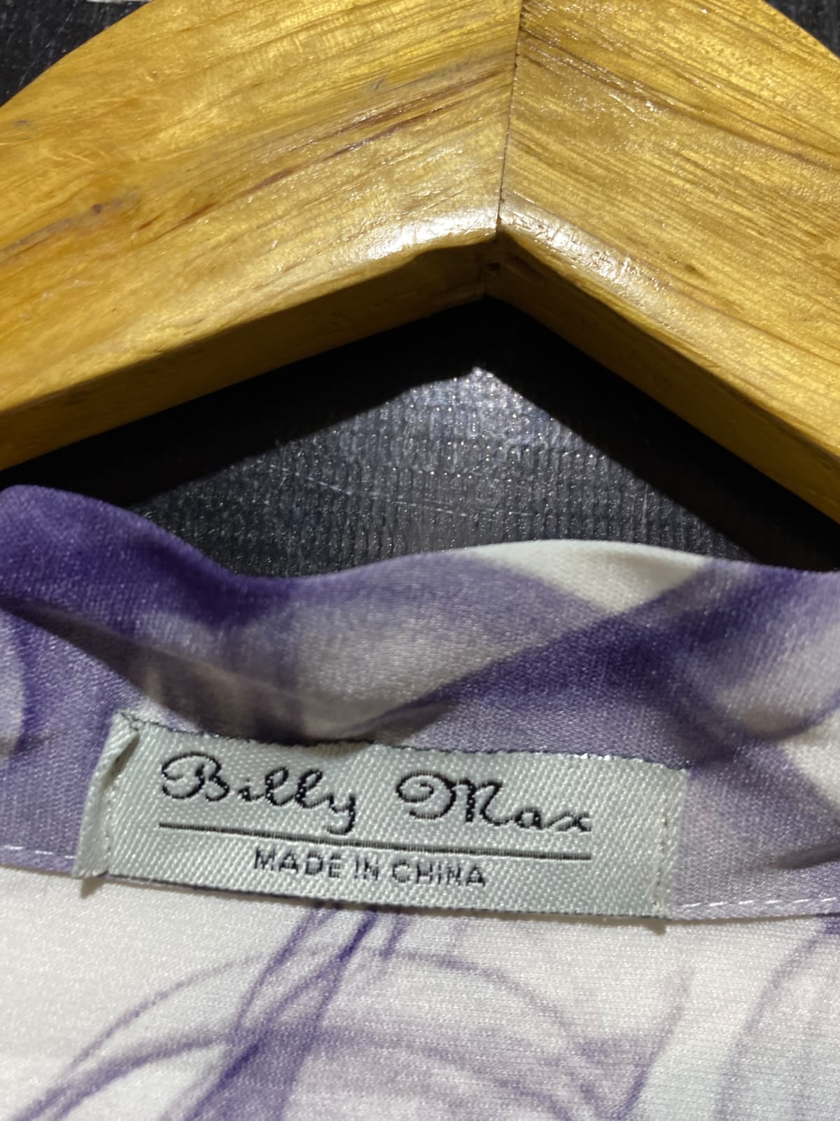 BILLY MAX |L| BUST 21| A4| ELEGANT PURPLE SMOKE-PRINT TIE-NECK BLOUSE
