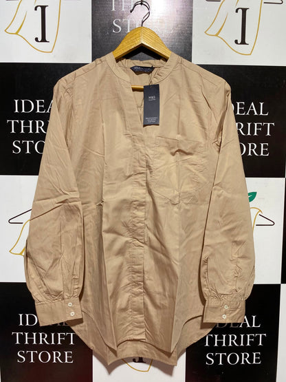M&S |L| BUST 22| A4| CHIC MANDARIN COLLAR LONG-SLEEVE SHIRT