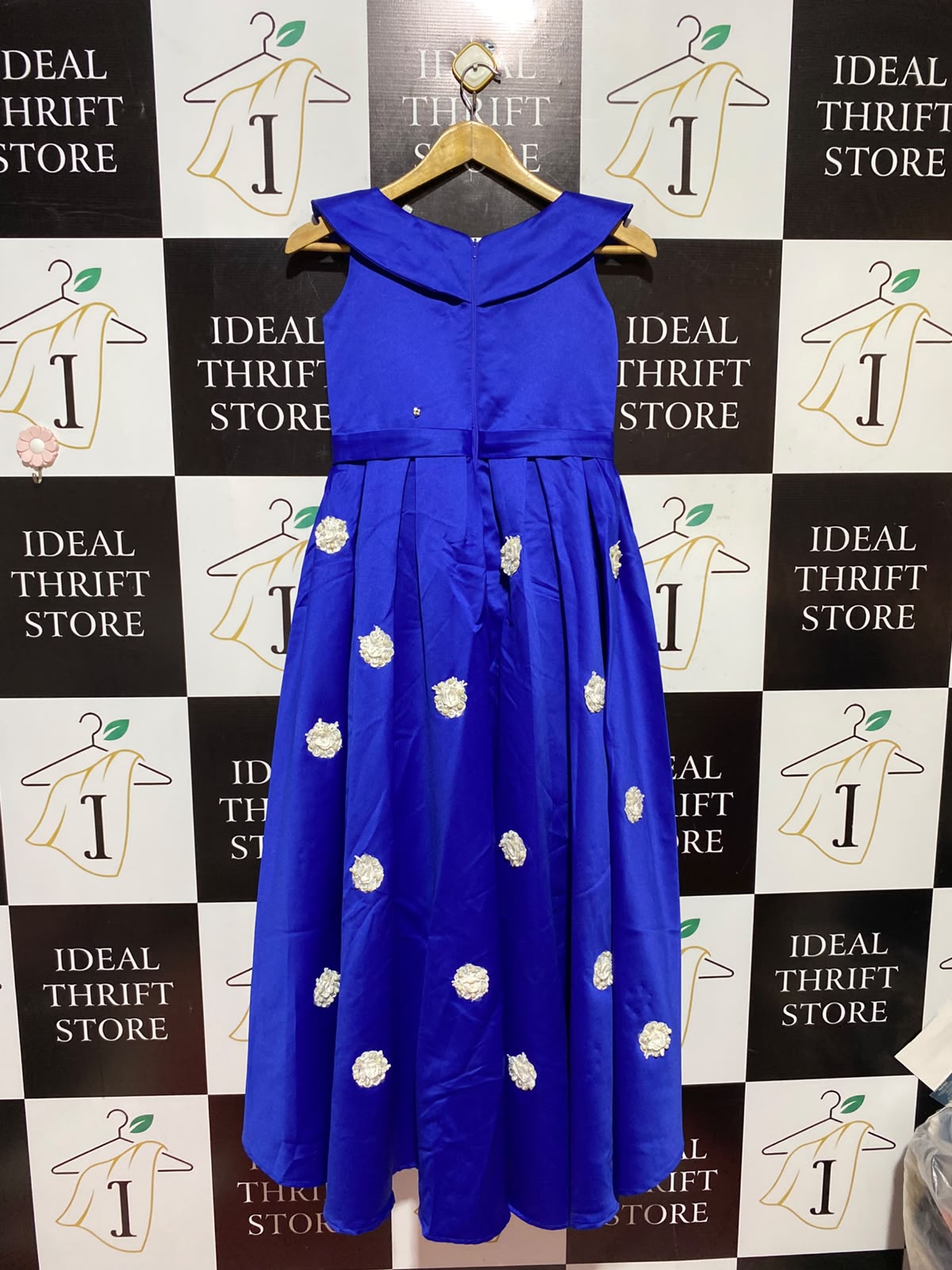 |S| BUST 15| A4| ROYAL BLUE PRINCESS OCCASION DRESS  ELEGANT GIRLS' PARTY DRESS WITH FLORAL EMBELLISHMENTS