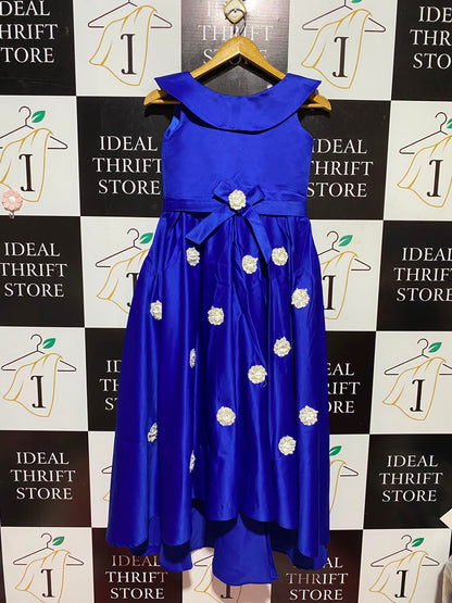 |S| BUST 15| A4| ROYAL BLUE PRINCESS OCCASION DRESS  ELEGANT GIRLS' PARTY DRESS WITH FLORAL EMBELLISHMENTS
