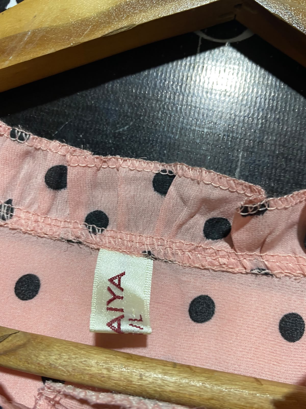 FULAIYA |M/L| BUST 20| A4| CHIC PINK AND BLACK POLKA DOT TIERED MAXI DRESS