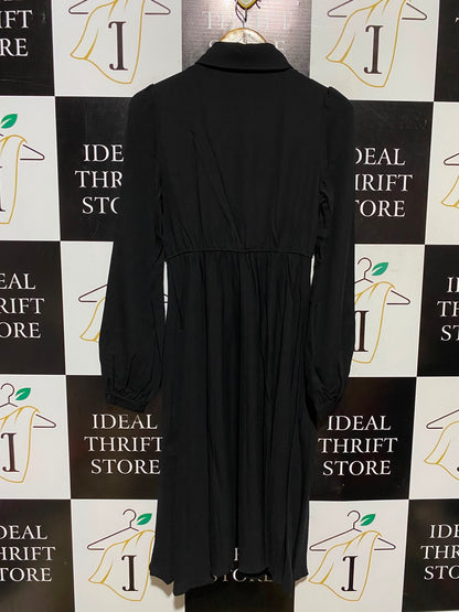 SHEIN |XS| BUST 16| A4| CHIC LONG-SLEEVE BUTTON-DOWN BLACK DRESS