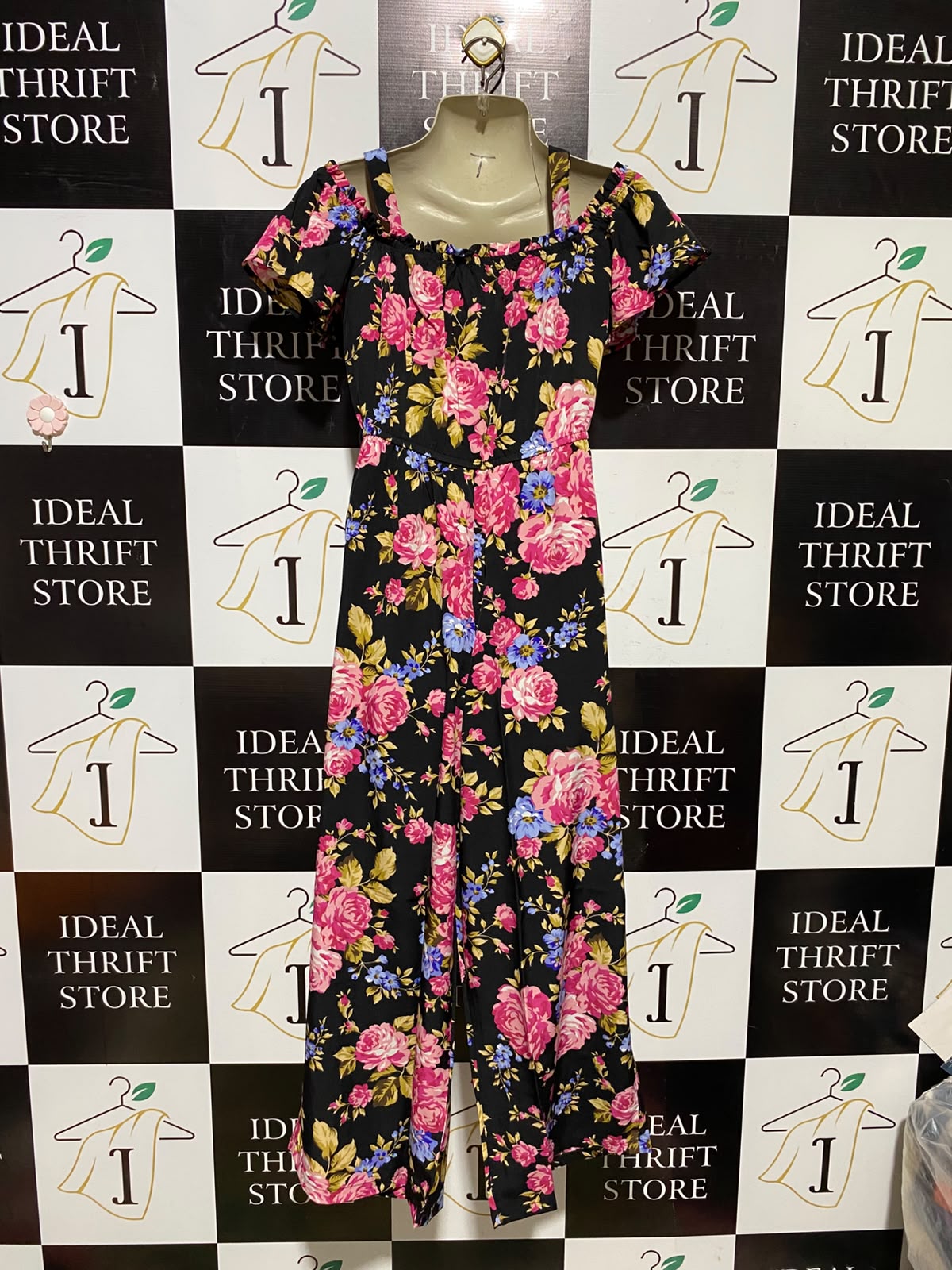 SHEIN |XS| BUST 15| A4| CHIC OFF-SHOULDER FLORAL WIDE-LEG JUMPSUIT