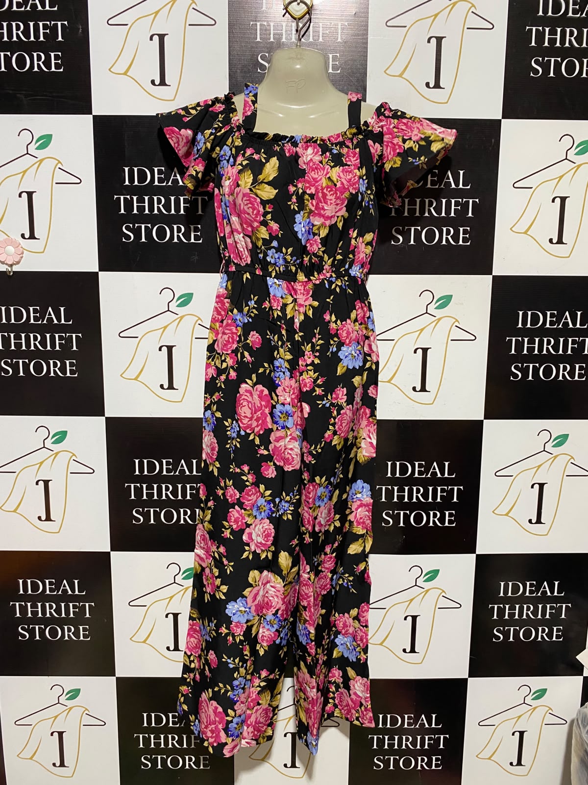 SHEIN |XS| BUST 15| A4| CHIC OFF-SHOULDER FLORAL WIDE-LEG JUMPSUIT
