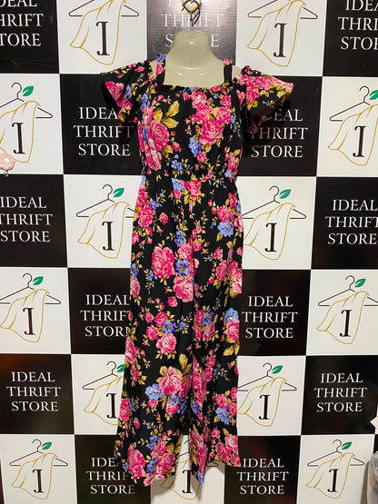 SHEIN |XS| BUST 15| A4| CHIC OFF-SHOULDER FLORAL WIDE-LEG JUMPSUIT