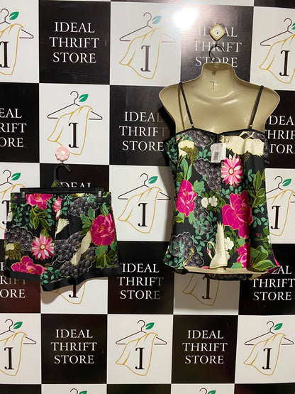 TIME TO DREAM |M| A4| VIBRANT FLORAL AND CRANE PRINT PAJAMA SET