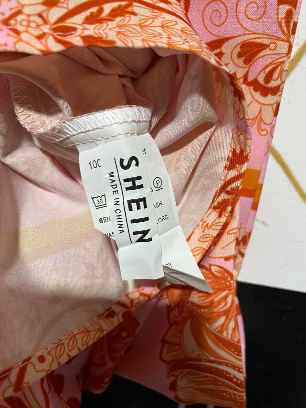 SHEIN |S| BUST 12| A4| VIBRANT PINK AND ORANGE FLORAL SMOCKED DRESS