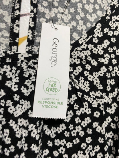 GEORGE |L| BUST 20| A4| CLASSIC BLACK AND WHITE FLORAL PRINT TIERED DRESS