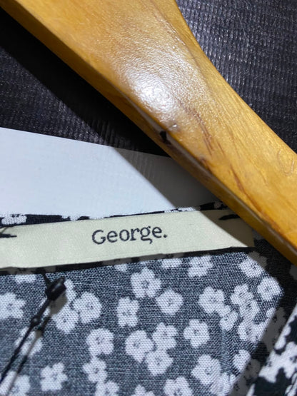 GEORGE |L| BUST 20| A4| CLASSIC BLACK AND WHITE FLORAL PRINT TIERED DRESS