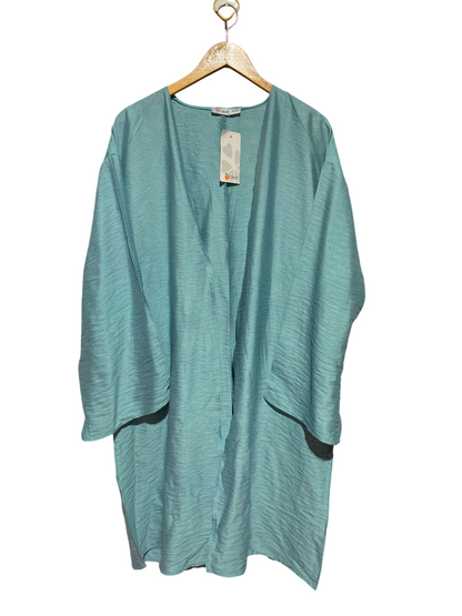 TAVIN |L| BUST 23| BUST 23| A5| SEA GREEN OPEN-FRONT KIMONO CARDIGAN - LIGHTWEIGHT TEXTURED COVER-UP