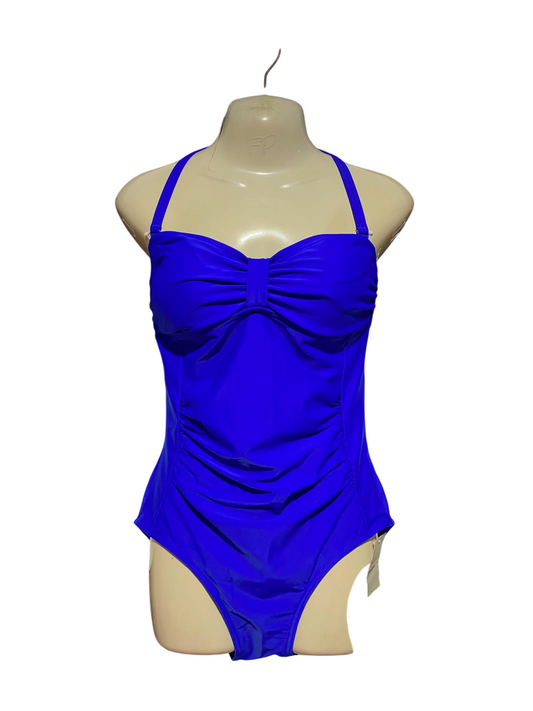 GEORGE |S| BUST 14| A5| ROYAL BLUE ONE-PIECE SWIMSUIT RUCHED BANDEAU STRAPLESS SWIMSUIT WITH REMOVABLE STRAPS