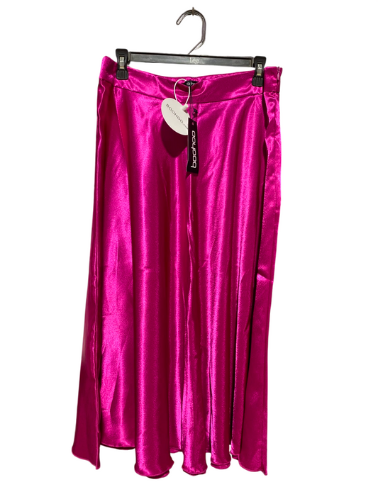 BOOHOO |L| WAIST 30| A5| HOT PINK SATIN HIGH-WAISTED MAXI SKIRT