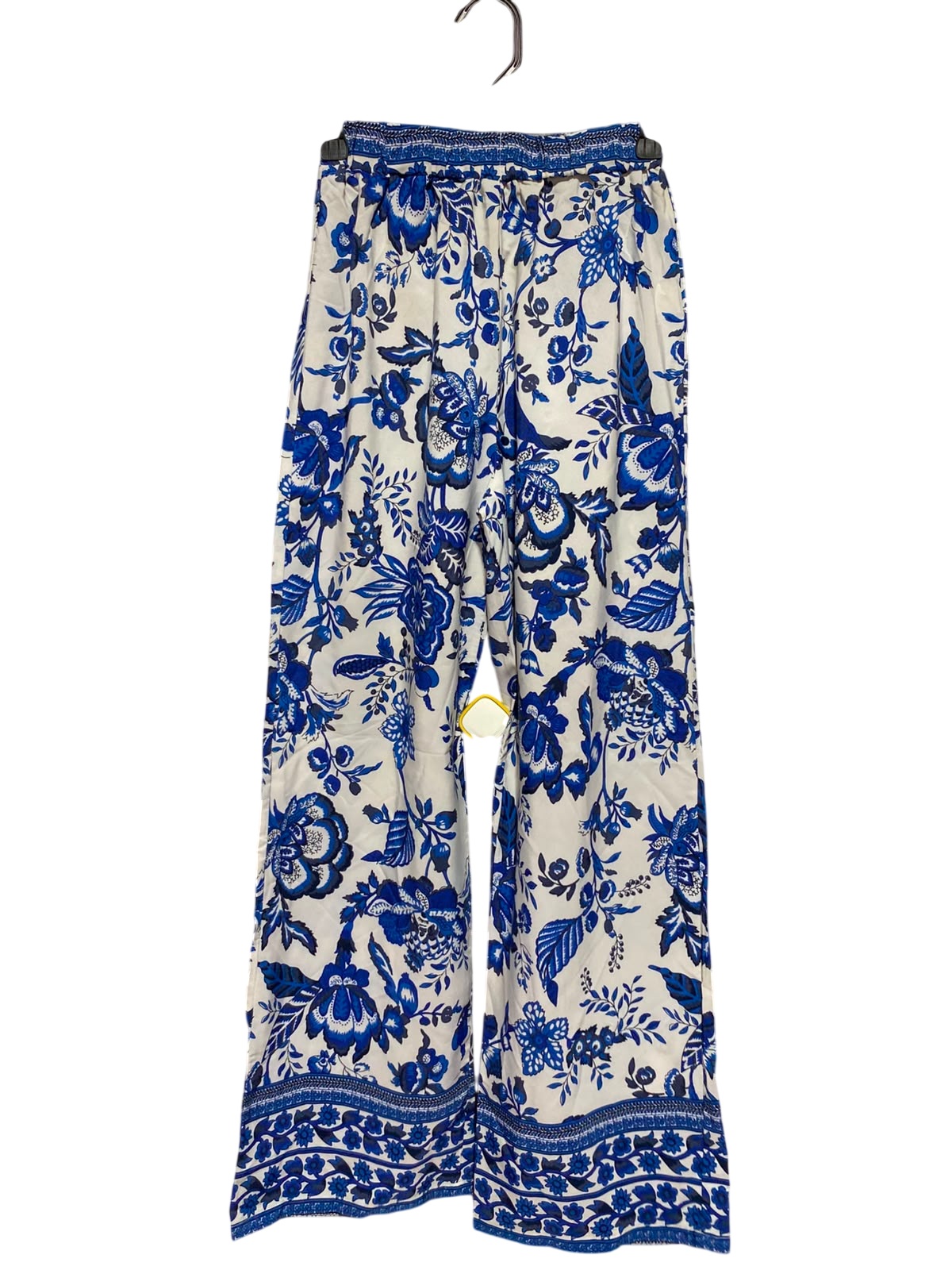 SHEIN |S| WAIST 22| A5| BLUE AND WHITE FLORAL PRINT WIDE-LEG PALAZZO PANTS - BOHO BEACH TROUSERS