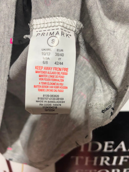PRIMARK |S| BUST 18| A5| GREY HEATHER ALL-OVER LETTER PRINT SHORT-SLEEVE T-SHIRT