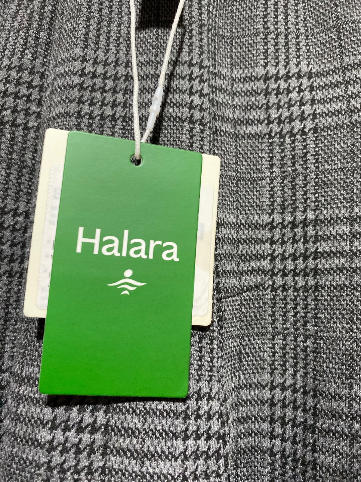 HALARA |M| WAIST 28| A5| GREY PLAID HIGH-WAISTED WIDE-LEG PLEATED TROUSERS