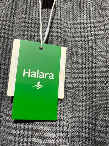 HALARA |M| WAIST 28| A5| GREY PLAID HIGH-WAISTED WIDE-LEG PLEATED TROUSERS