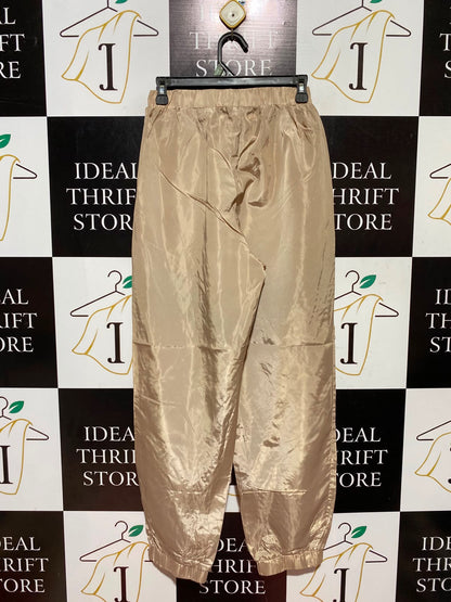 PRETTYLITTLE THING |S| WAIST 25| A5| GOLD SHIMMER MESH PANEL TRACK PANTS - HIGH-WAIST JOGGERS