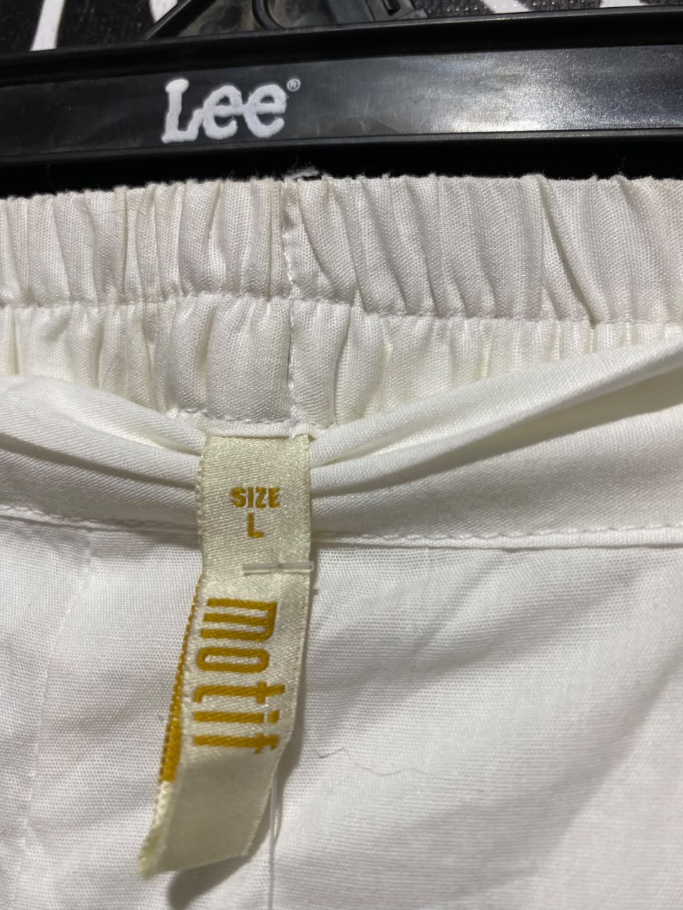MOTIF |XL| WAIST 34| A5| SOLID WHITE COTTON WIDE-LEG TROUSERS - ELASTICATED WAIST PALAZZO PANTS