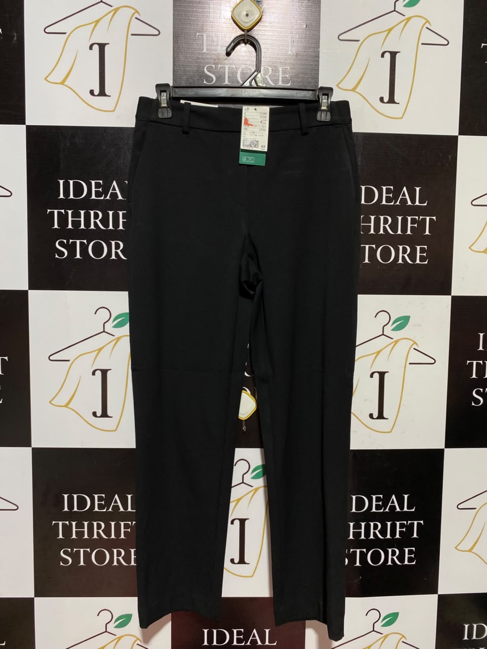 H&M |L| WAIST 29| A5| SOLID BLACK TAILORED SLIM-FIT DRESS TROUSERS