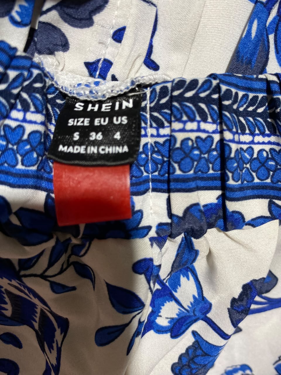 SHEIN |S| WAIST 22| A5| BLUE AND WHITE FLORAL PRINT WIDE-LEG PALAZZO PANTS - BOHO BEACH TROUSERS
