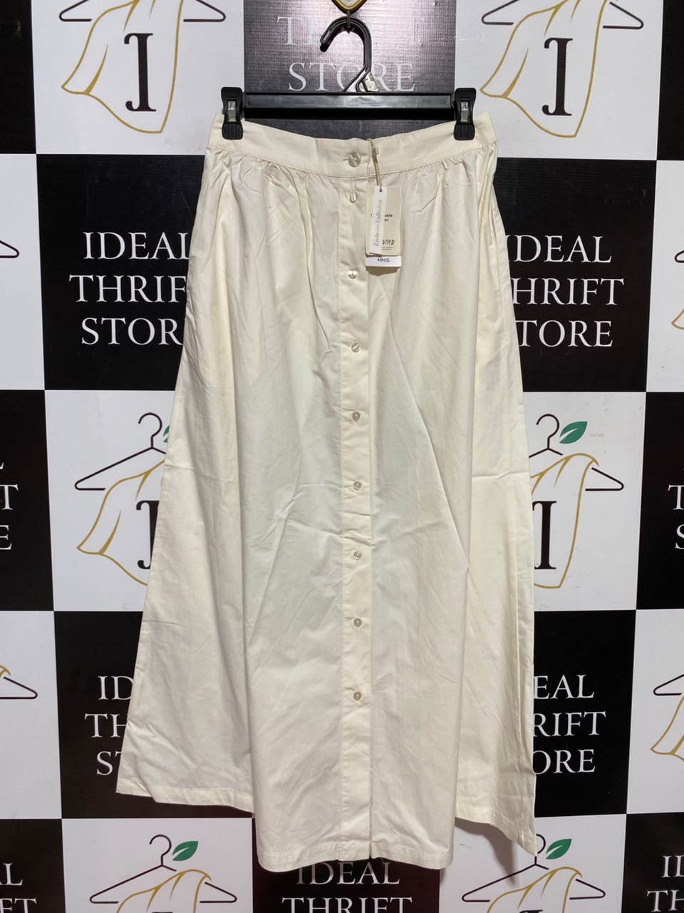MNG |M| WAIST 26| A5| OFF-WHITE BUTTON-DOWN HIGH-WAISTED MIDI SKIRT
