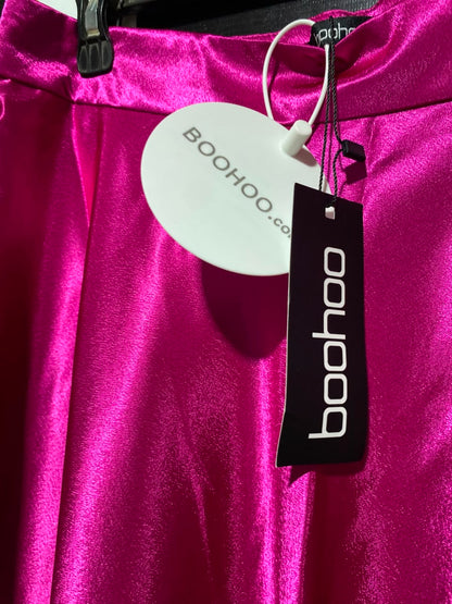 BOOHOO |L| WAIST 30| A5| HOT PINK SATIN HIGH-WAISTED MAXI SKIRT