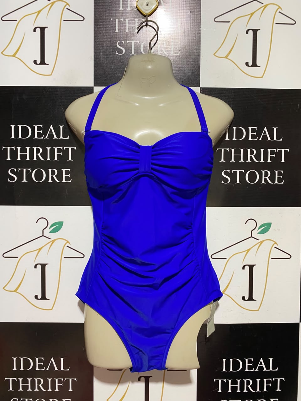 GEORGE |S| BUST 14| A5| ROYAL BLUE ONE-PIECE SWIMSUIT RUCHED BANDEAU STRAPLESS SWIMSUIT WITH REMOVABLE STRAPS