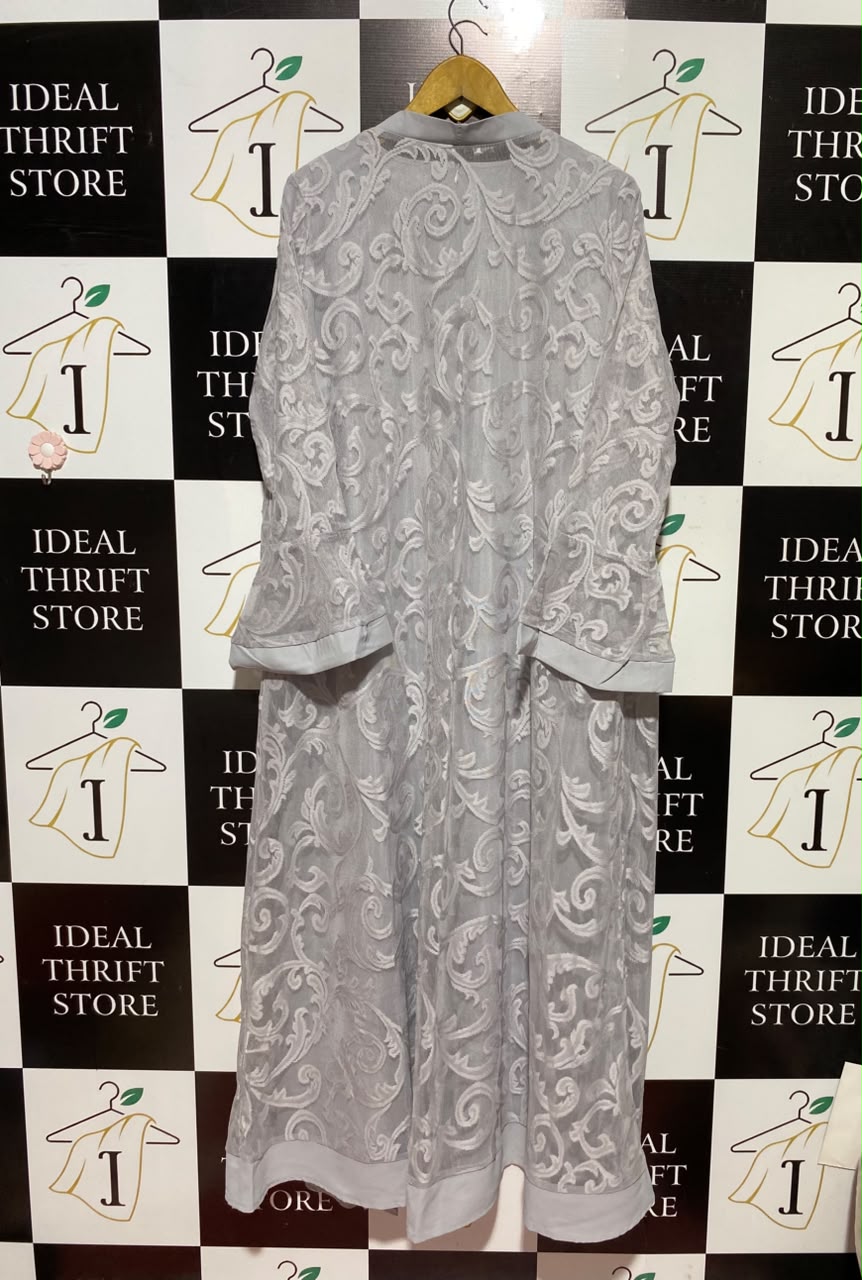SHEIN |XXL| BUST 23| A5| GREY DAMASK JACQUARD CARDIGAN ABAYA SET - 2-PIECE OVER-GARMENT DRESS