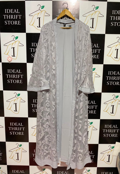SHEIN |XXL| BUST 23| A5| GREY DAMASK JACQUARD CARDIGAN ABAYA SET - 2-PIECE OVER-GARMENT DRESS