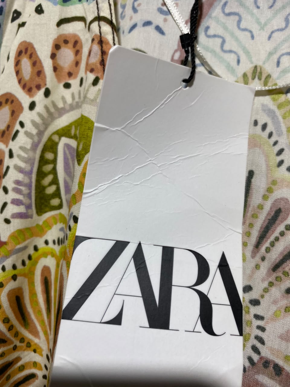 ZARA |M| BUST 18| A5| MULTICOLOR MANDALA PRINT TIERED MIDI DRESS - BOHO V-NECK LONG SLEEVE DRESS