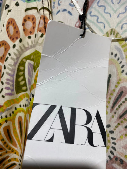 ZARA |M| BUST 18| A5| MULTICOLOR MANDALA PRINT TIERED MIDI DRESS - BOHO V-NECK LONG SLEEVE DRESS