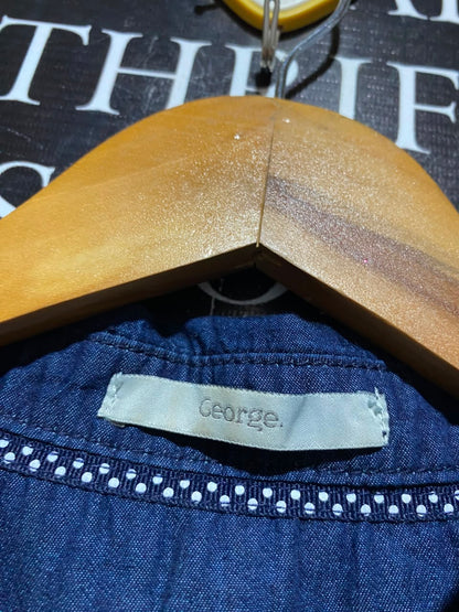 GEORGE |L| BUST 22| A5| DARK BLUE DENIM BUTTON-FRONT SHIRT DRESS - LONG SLEEVE CASUAL MID-LENGTH TUNIC DRESS