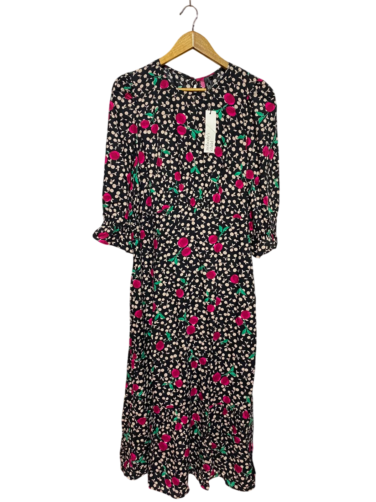 NOBODYS CHILD |M| BUST 17| A6| CHERRY & POLKA DOT MIDI DRESS