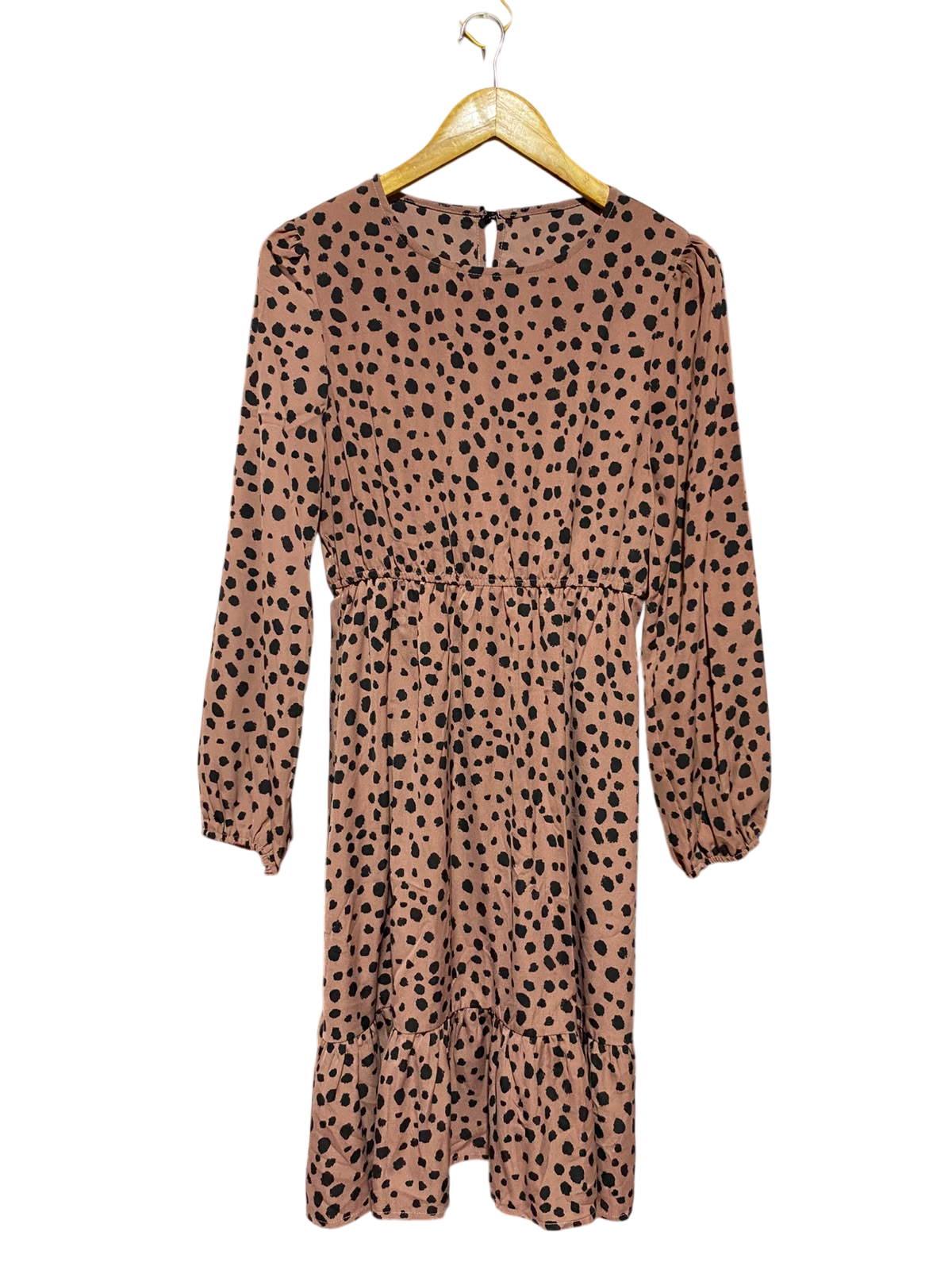 SHEIN |M| BUST 17| A6| DUSTY ROSE DALMATIAN PRINT MIDI DRESS