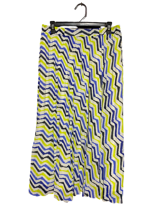 M&S |L| WAIST 30| A6| GEOMETRIC CHEVRON PRINT PLEATED MAXI SKIRT