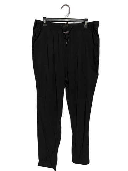 ASMARA |XXL| WAIST 38| A6| SOLID BLACK DRAWSTRING ELASTIC WAIST TROUSERS