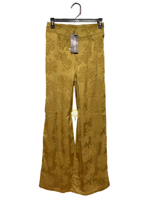 AMY & CLO |S| WAIST 26| A6| GOLD JACQUARD FLORAL WIDE-LEG PALAZZO TROUSERS