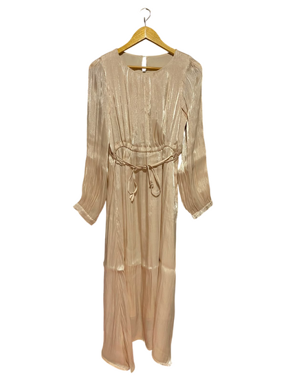 DAZY |L| BUST 17| A6| SHIMMERING CHAMPAGNE GOLD METALLIC CRINKLE MAXI DRESS