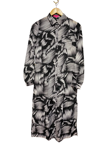 SXTREMZ |S| BUST 17| A6| MONOCHROME BLACK & WHITE ABSTRACT GEOMETRIC PRINT SHIRT DRESS