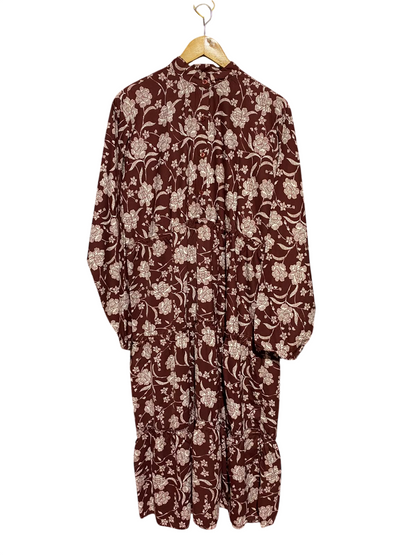 KOLETTE |XL| BUST 22| A6| MAROON HIGH-NECK LONG SLEEVE BOHO DRESS