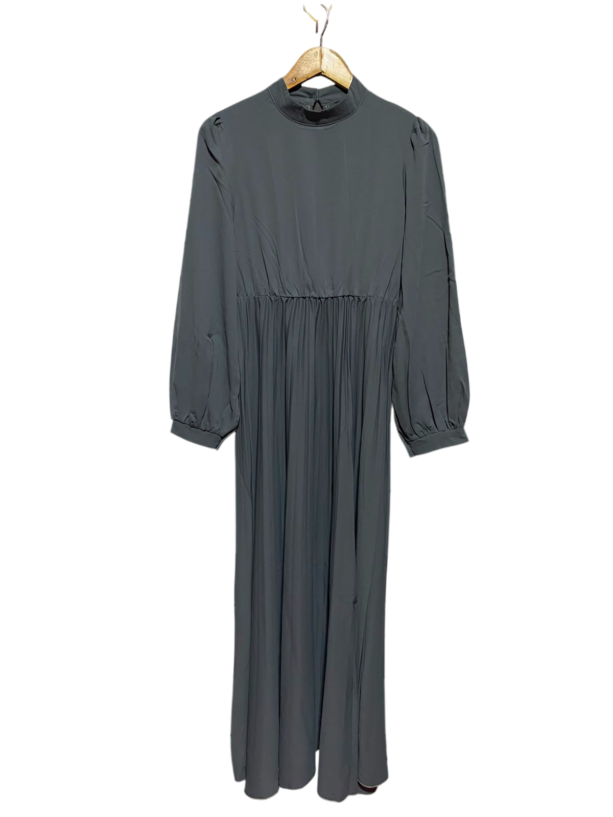SHEIN |M| BUST 17| A6| ELEGANT CHARCOAL GREY HIGH-NECK PLEATED MAXI DRESS